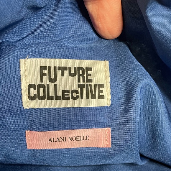 Future Collective Tote Blue Striped Straw Summer Purse Bag - Picture 5 of 8